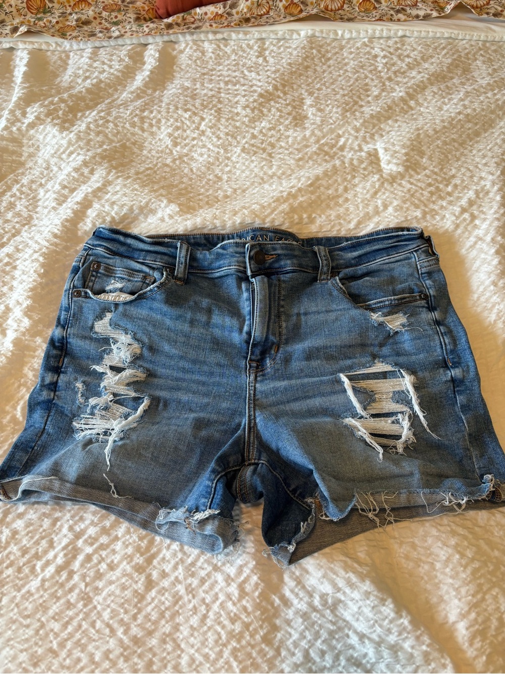 American Eagle Outfitters Distressed Blue Denim Jean Shorts